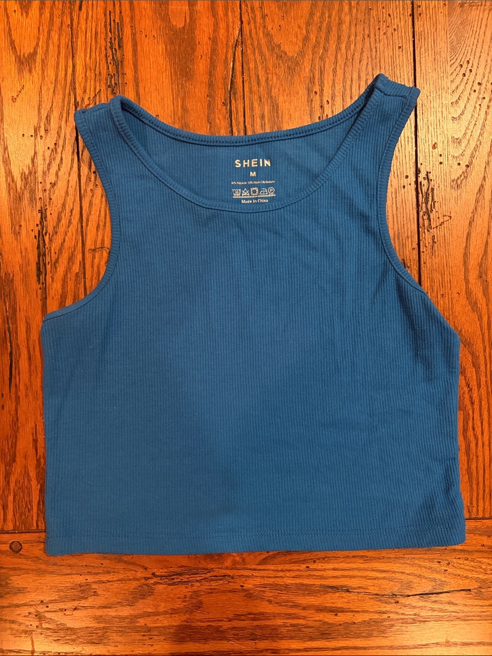 SHEIN Teal Ribbed Crop Tank